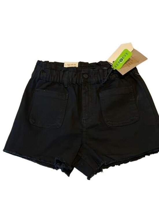 Ban jara Pants - Ban jara Womens Super High Rise Denim Shorts 7/27 Recycled Frayed Hem Black